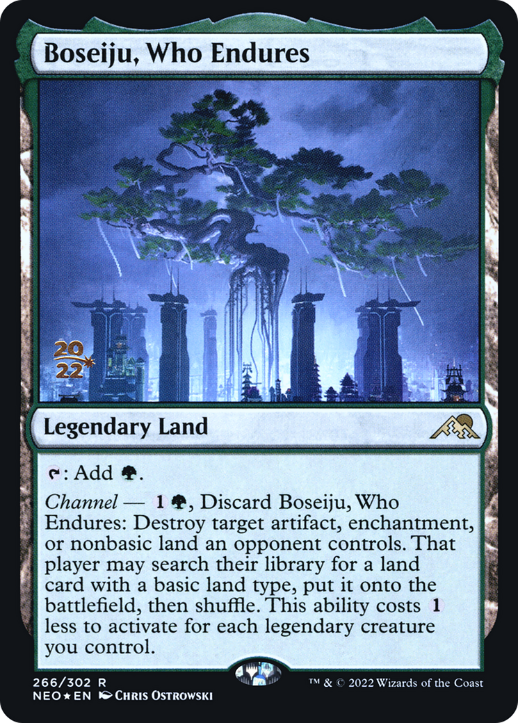 Boseiju, Who Endures (PRE-266) [Kamigawa: Neon Dynasty Promos] Foil