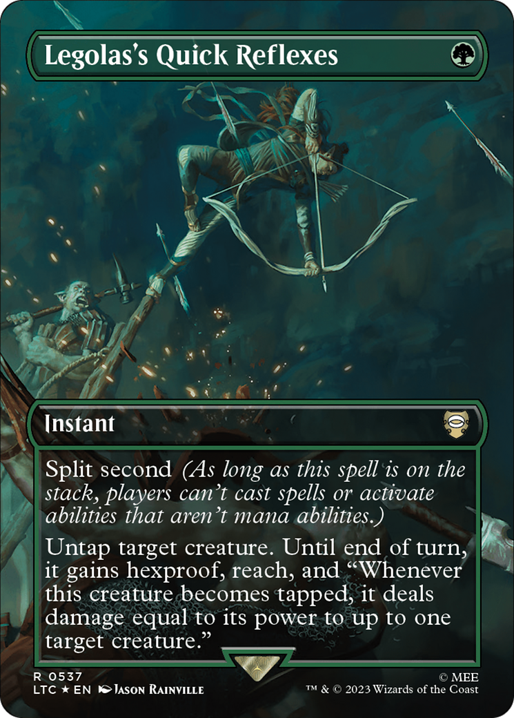 Legolas's Quick Reflexes (Borderless) (Surge Foil) (LTC-537) [Tales of Middle-earth Commander] (Borderless) Foil