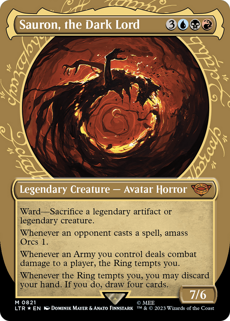 Sauron, the Dark Lord (LTR-821) [The Lord of the Rings: Tales of Middle-earth]: (Showcase) (Borderless) Foil