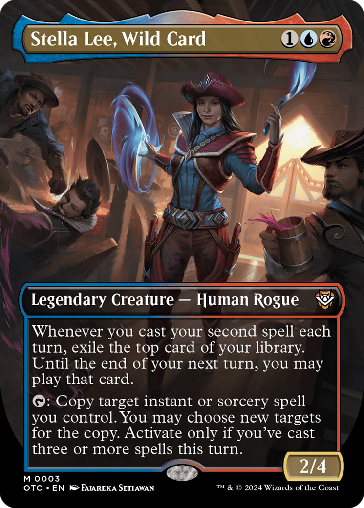 Stella Lee, Wild Card (OTC-003) [Outlaws of Thunder Junction Commander] (Borderless) Foil