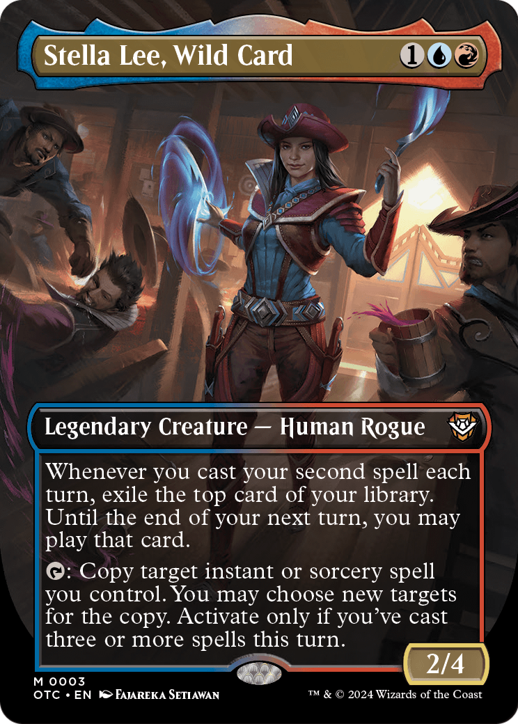 Stella Lee, Wild Card (Borderless) (OTC-003) [Outlaws of Thunder Junction Commander] Foil