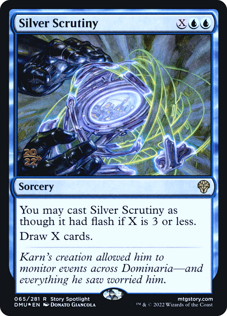 Silver Scrutiny (PRE-065) [Dominaria United Promos] Foil