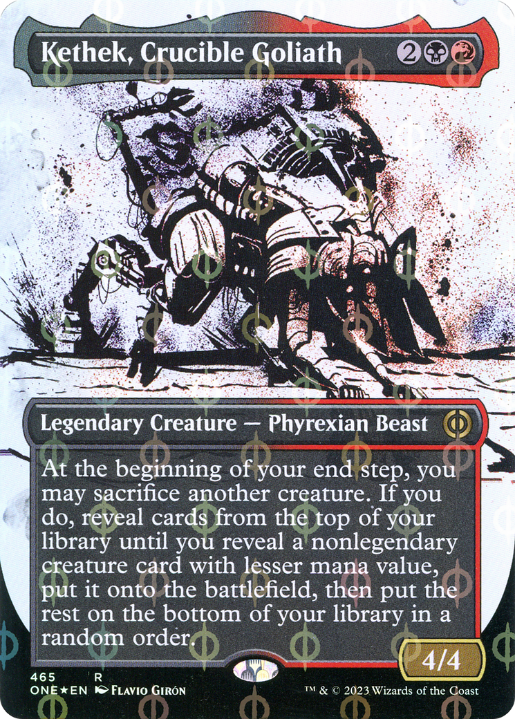Kethek, Crucible Goliath (ONE-465) [Phyrexia: All Will Be One]: (Showcase) (Borderless) Foil