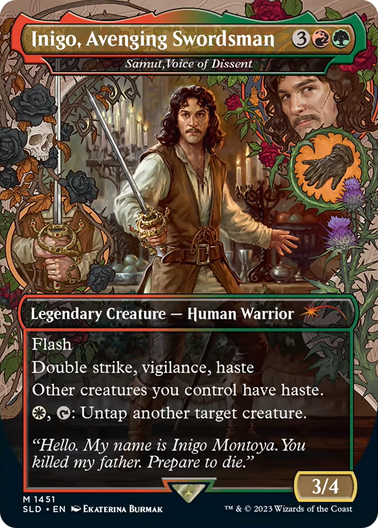 Samut, Voice of Dissent (SLD-1451) [Secret Lair Drop] / Inigo, Avenging Swordsman (Borderless)