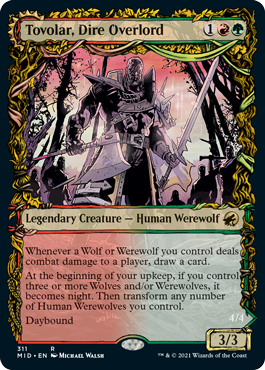 Tovolar, Dire Overlord // Tovolar, the Midnight Scourge (MID-311) [Innistrad: Midnight Hunt]: (Showcase, Double Faced Transform) Foil
