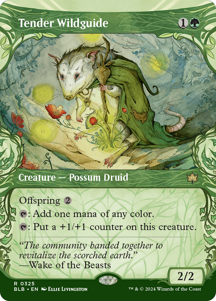 Tender Wildguide (BLB-325) [Bloomburrow]: (Showcase) (Borderless) Foil