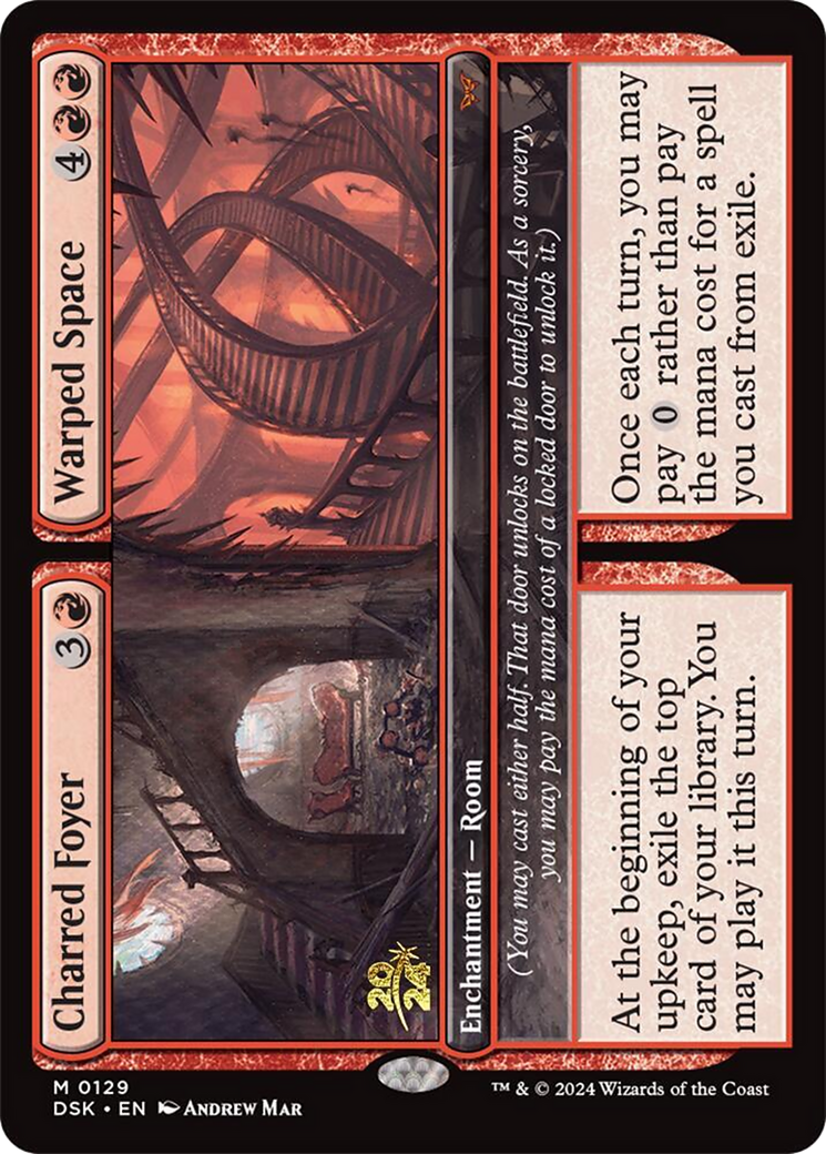 Charred Foyer // Warped Space (PRE-129S) [Duskmourn: House of Horror Promos] Foil