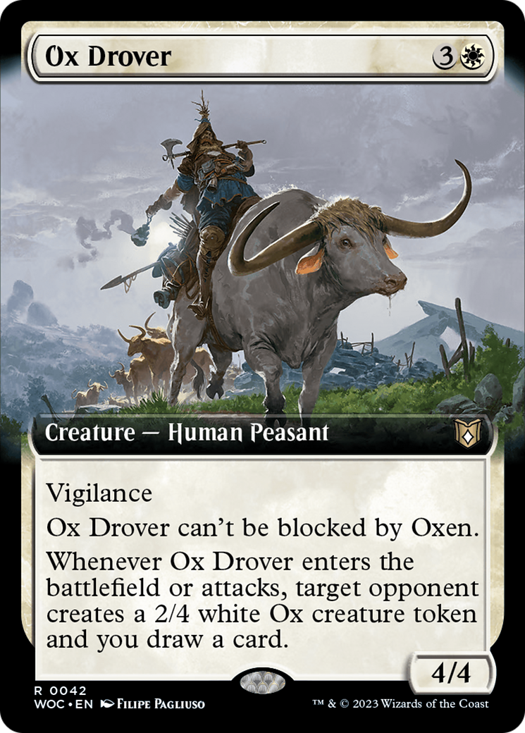 Ox Drover (WOC-042) [Wilds of Eldraine Commander]: (Extended Art)