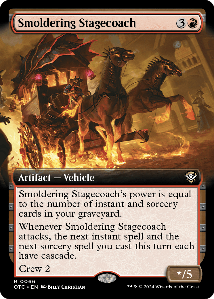 Smoldering Stagecoach (Extended Art) (OTC-066) [Outlaws of Thunder Junction Commander]