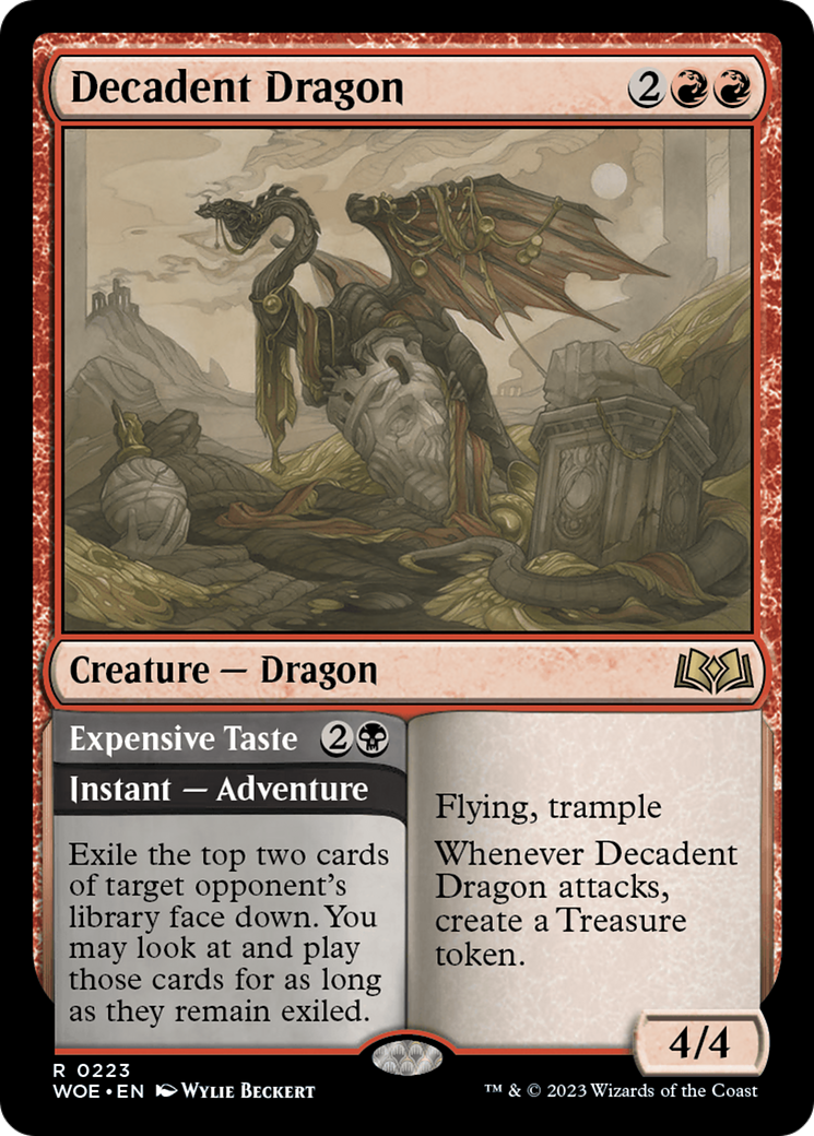 Decadent Dragon // Expensive Taste (WOE-223) [Wilds of Eldraine] Foil
