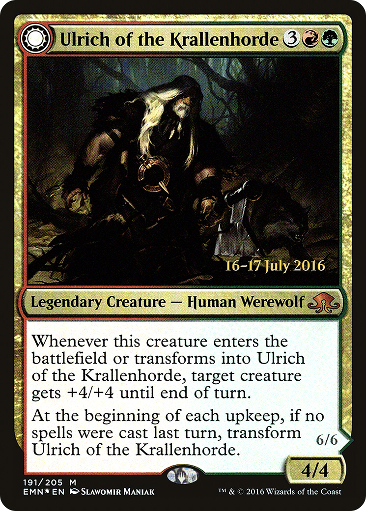Ulrich of the Krallenhorde // Ulrich, Uncontested Alpha (PRE-191S) [Eldritch Moon Promos]: (Double Faced Transform) Foil
