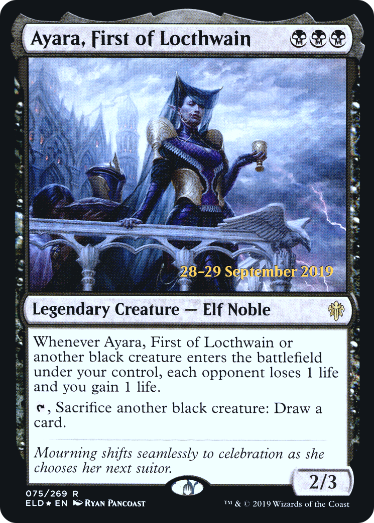Ayara, First of Locthwain (PRE-75S) [Throne of Eldraine Promos] Foil