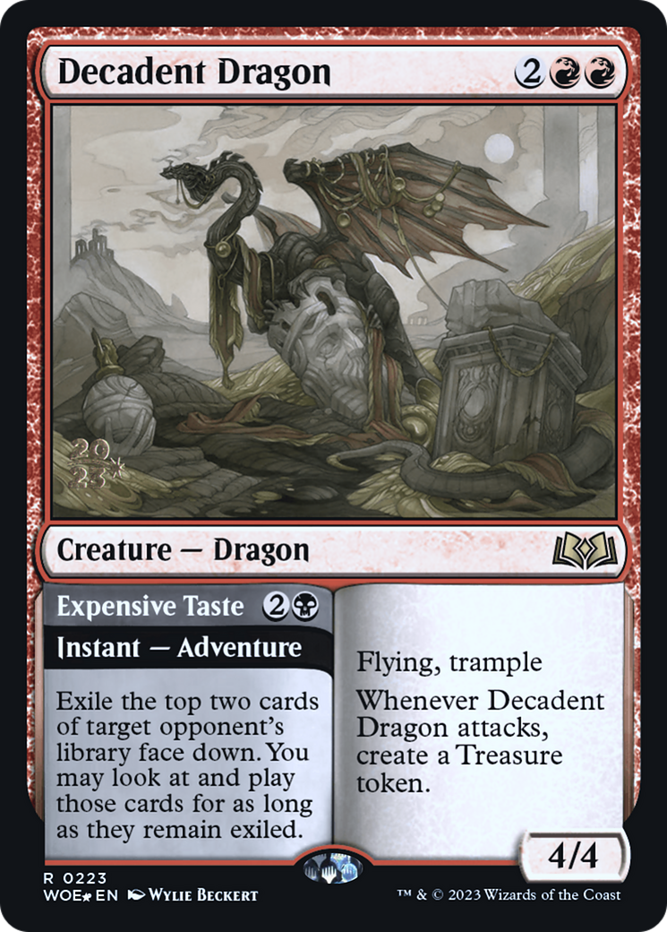 Decadent Dragon // Expensive Taste (PRE-223S) [Wilds of Eldraine Promos] Foil