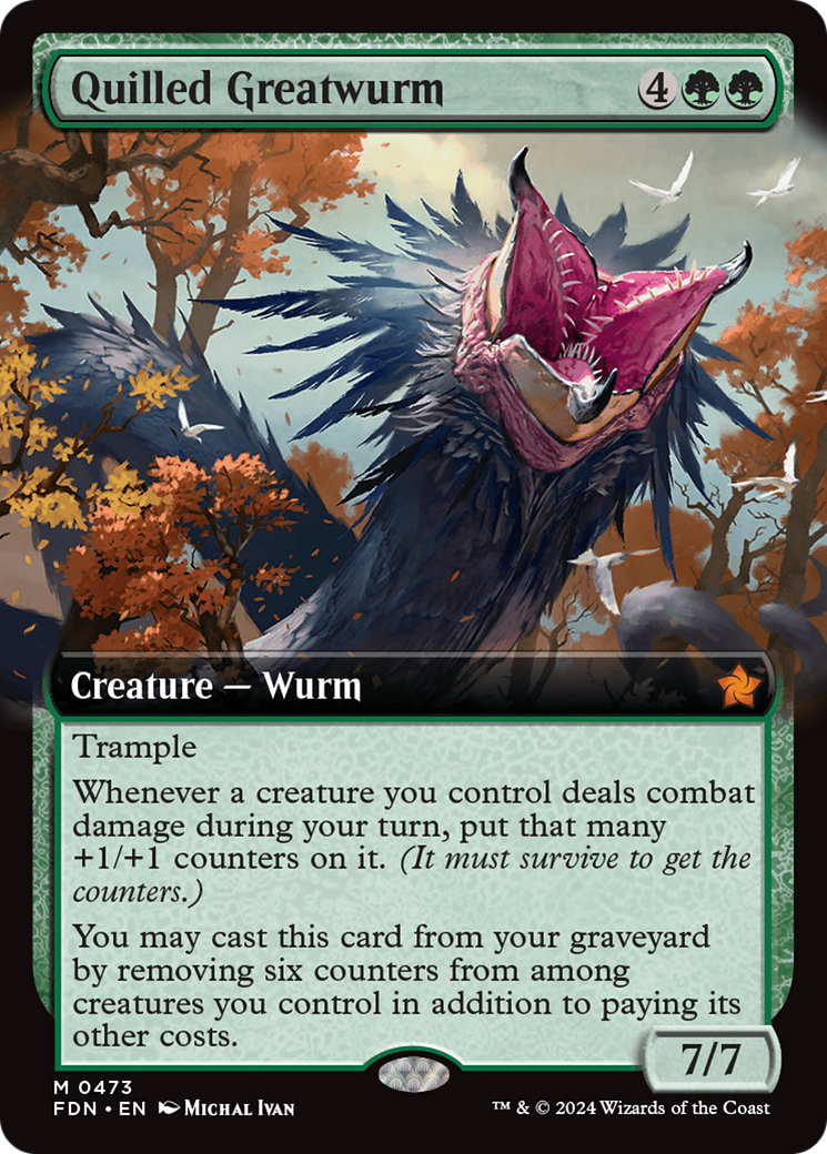 Quilled Greatwurm (FDN-473) [Foundations]: (Extended Art) Foil