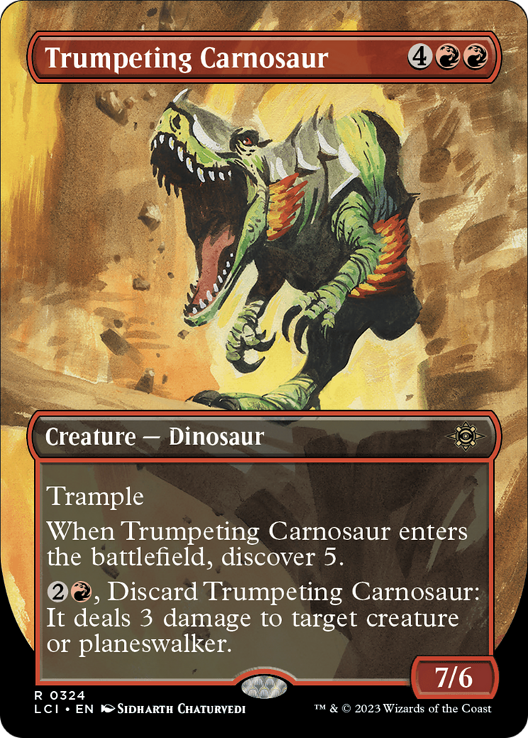 Trumpeting Carnosaur (LCI-324) [The Lost Caverns of Ixalan] (Borderless) Foil