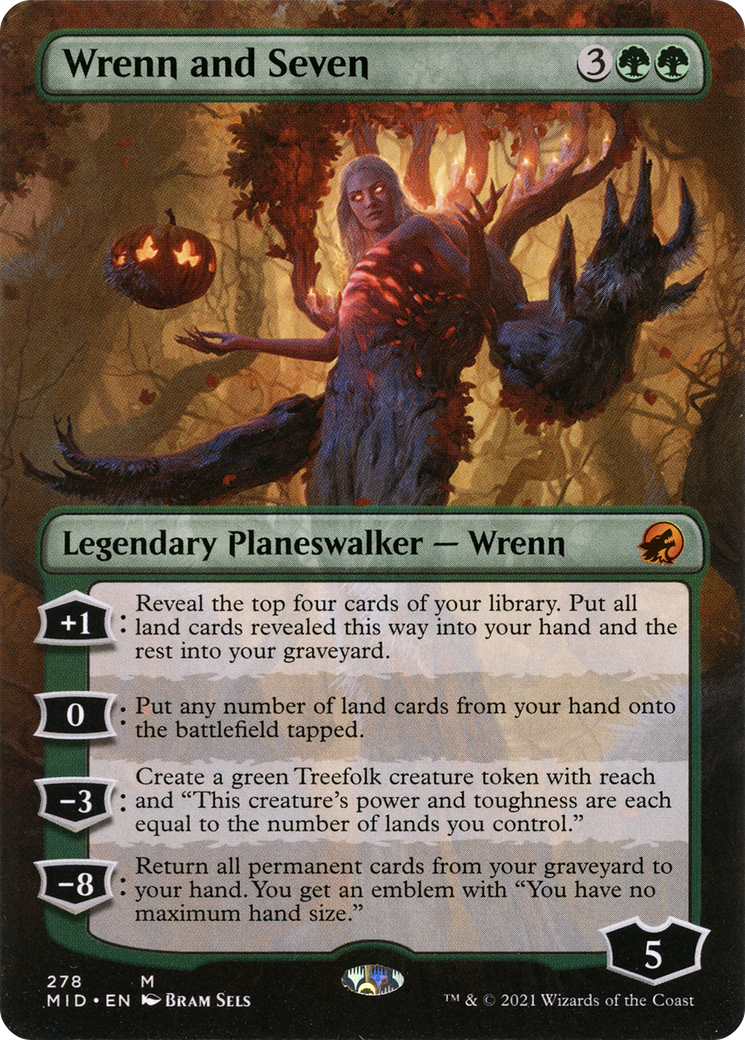 Wrenn and Seven (Borderless) (MID-278) (Borderless) [Innistrad: Midnight Hunt]