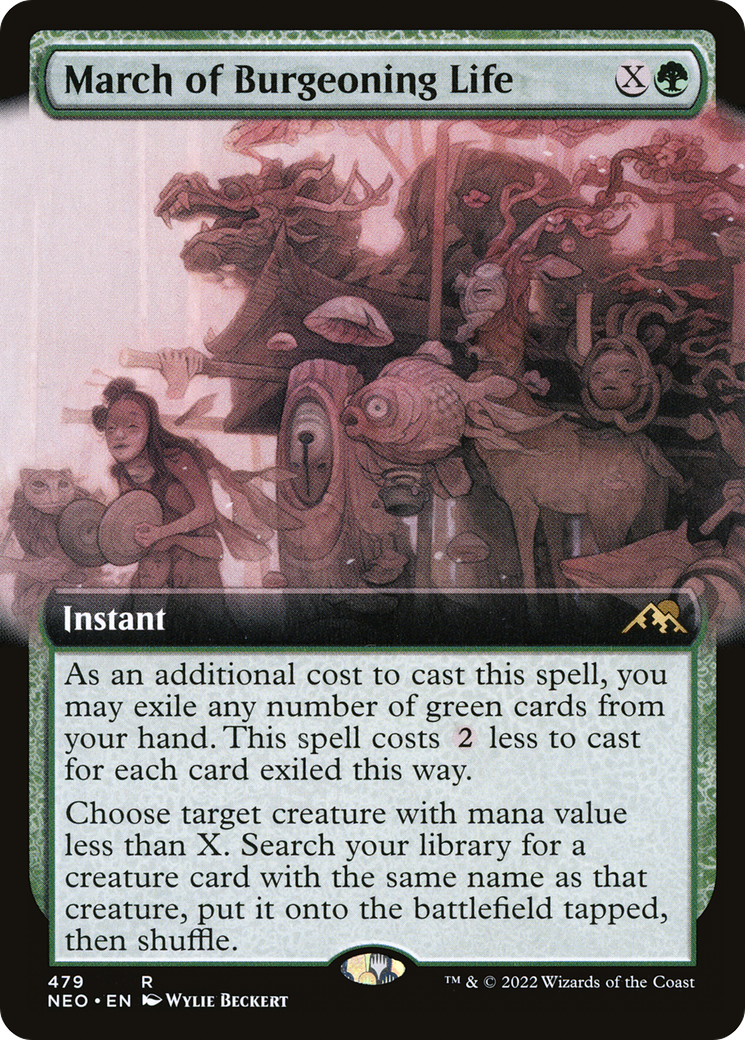 March of Burgeoning Life (Extended Art) (NEO-479) [Kamigawa: Neon Dynasty]