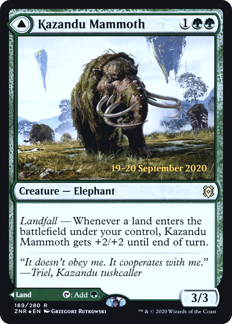 Kazandu Mammoth (PRE-189S) [Zendikar Rising Promos] Foil