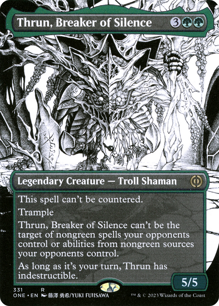 Thrun, Breaker of Silence (ONE-331) [Phyrexia: All Will Be One]: (Showcase) (Borderless) Foil