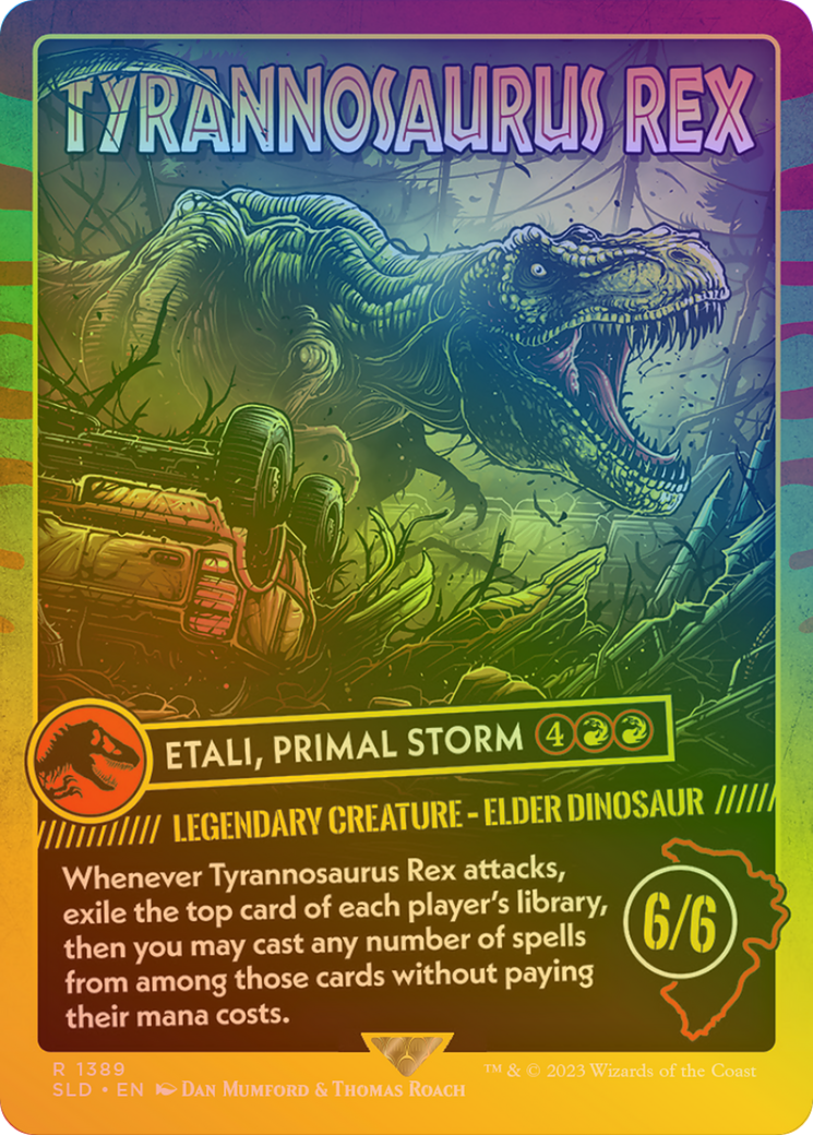 Etali, Primal Storm (SLD-1389★) [Secret Lair Drop] / Tyrannosaurus Rex (Borderless) Foil