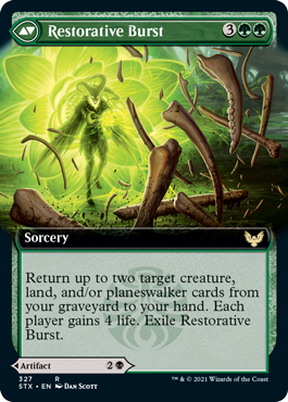 Pestilent Cauldron // Restorative Burst (STX-327) [Strixhaven: School of Mages]: (Extended Art) Foil