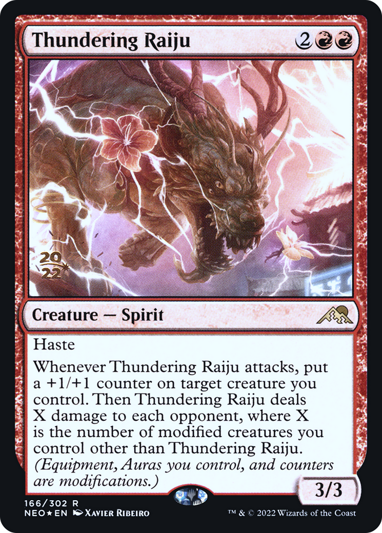 Thundering Raiju (PRE-166S) [Kamigawa: Neon Dynasty Promos] Foil