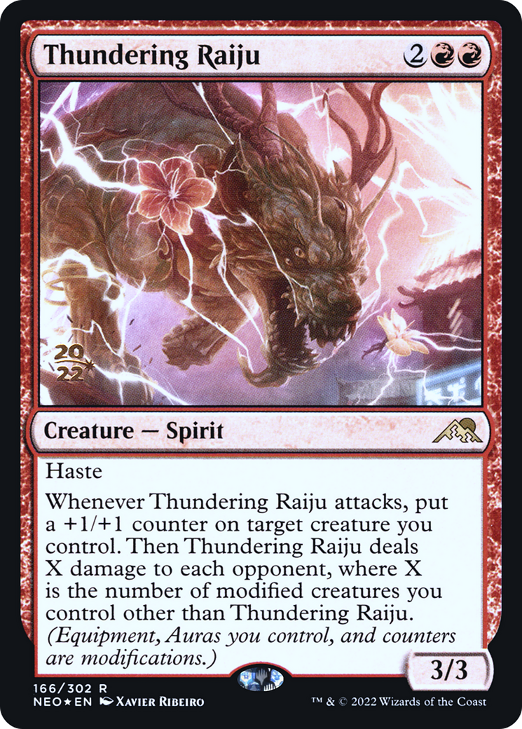Thundering Raiju (PRE-166) [Kamigawa: Neon Dynasty Promos] Foil