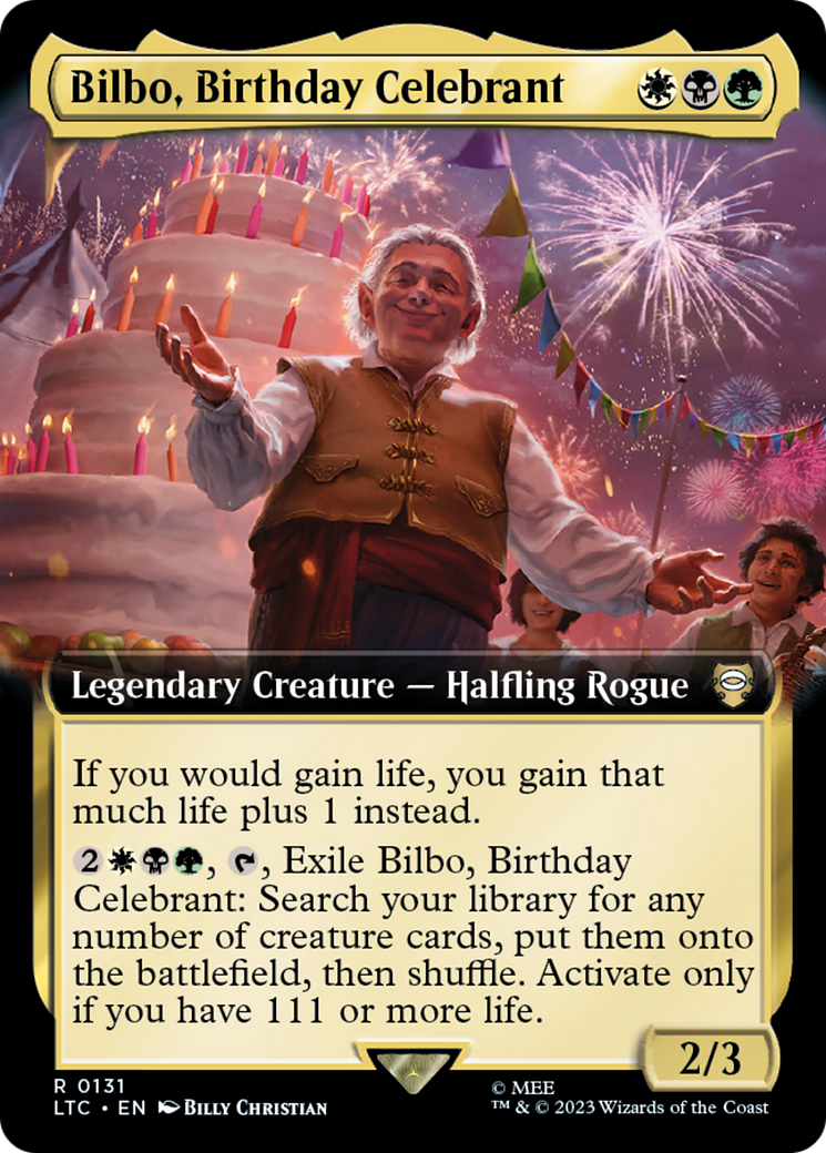 Bilbo, Birthday Celebrant (LTC-131) [Tales of Middle-earth Commander]: (Extended Art)