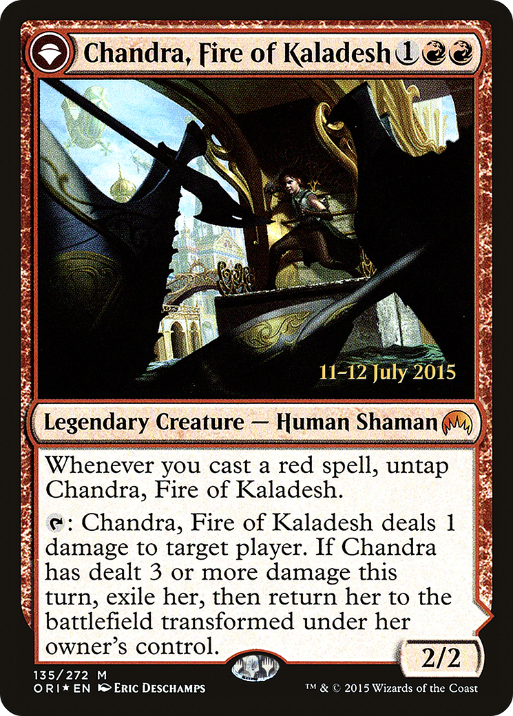 Chandra, Fire of Kaladesh // Chandra, Roaring Flame (PRE-135S) [Magic Origins Promos]: (originpwdfc) Foil