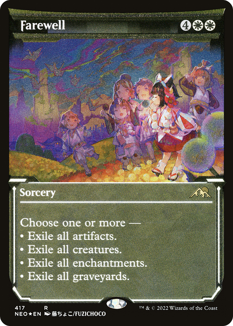 Farewell (NEO-417) [Kamigawa: Neon Dynasty]: (Showcase) Etched Foil