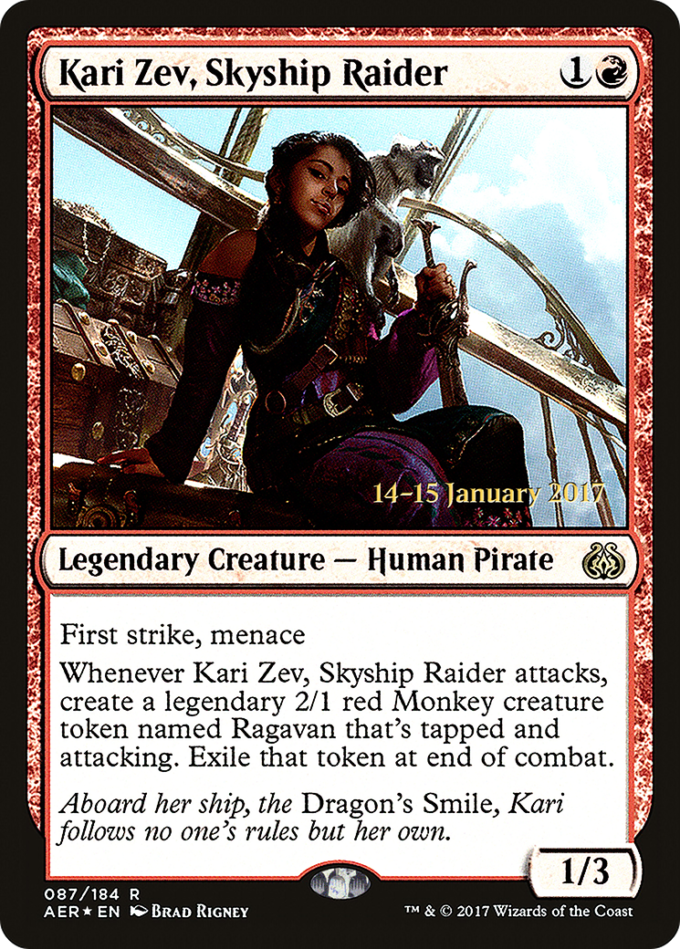 Kari Zev, Skyship Raider (PRE-87S) [Aether Revolt Promos] Foil