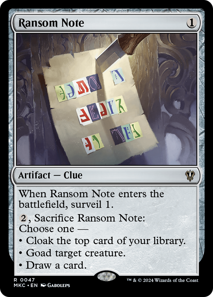 Ransom Note (MKC-047) [Murders at Karlov Manor Commander]