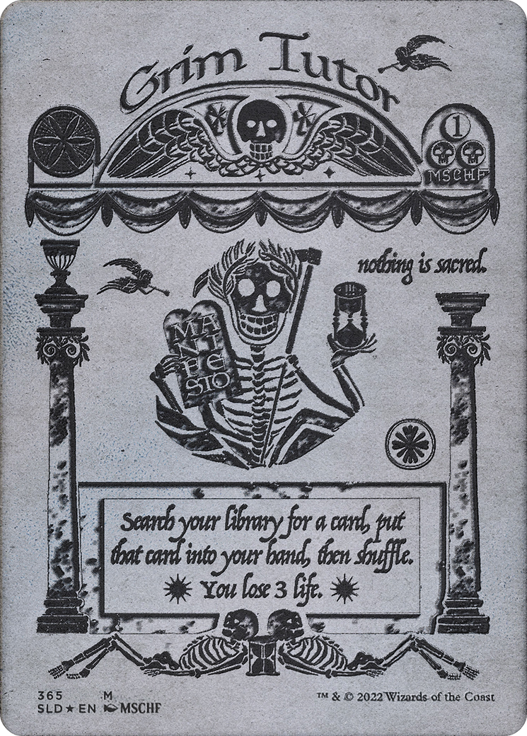Grim Tutor (Silver Laminate) (SLD-365) (Borderless) [Secret Lair Drop] Foil