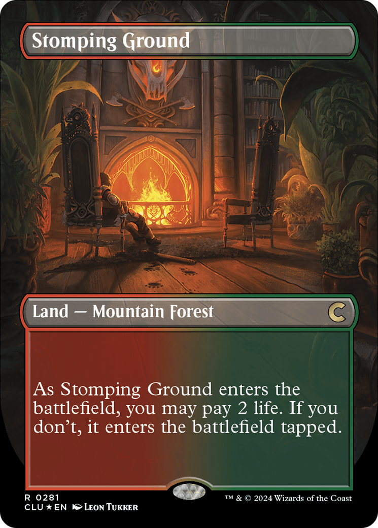 Stomping Ground (CLU-281) [Ravnica: Clue Edition] (Borderless) Foil
