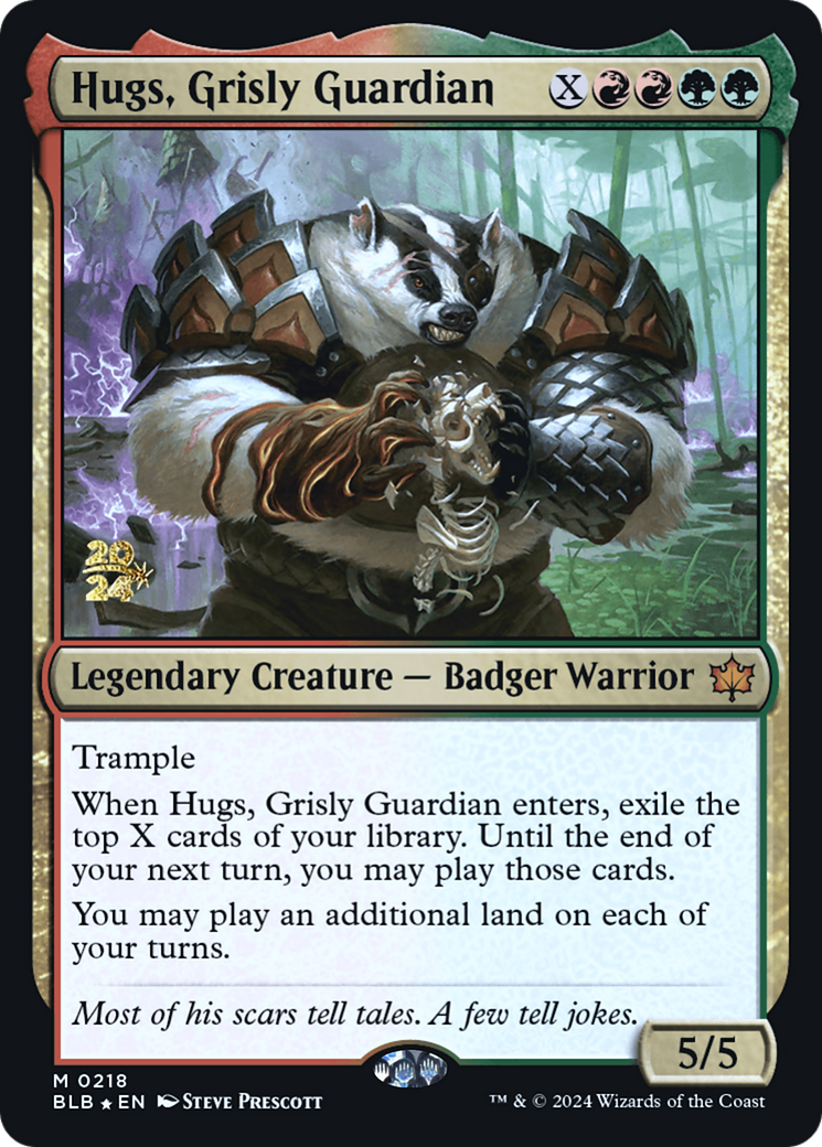 Hugs, Grisly Guardian (PRE-218S) [Bloomburrow Promos] Foil