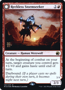 Reckless Stormseeker // Storm-Charged Slasher (PRE-157S) [Innistrad: Midnight Hunt Promos]: (Double Faced Transform) Foil