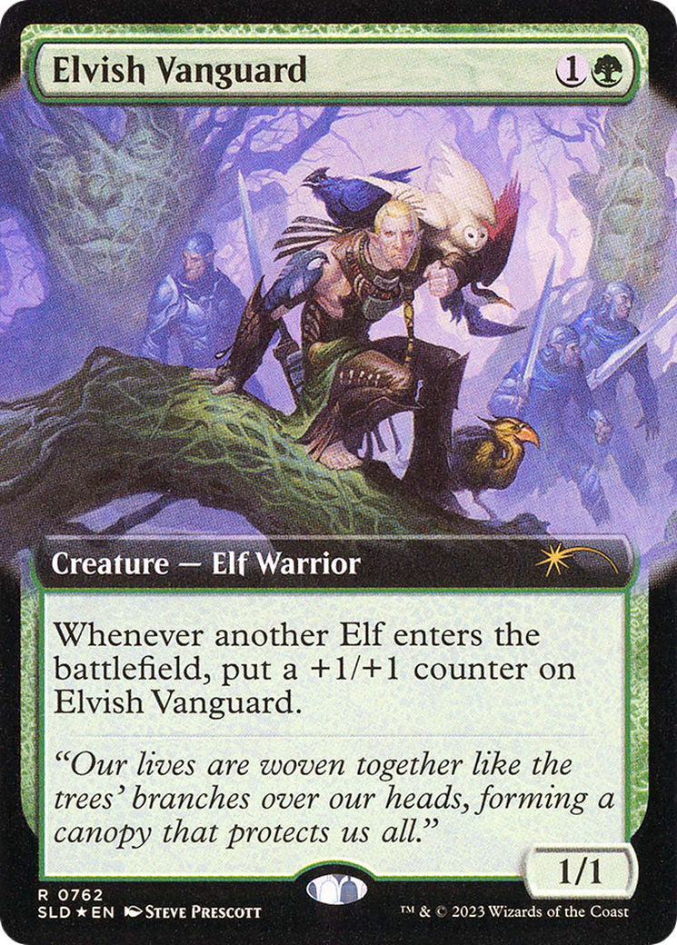 Elvish Vanguard (SLD-762) [Secret Lair Drop]: (Extended Art) Foil