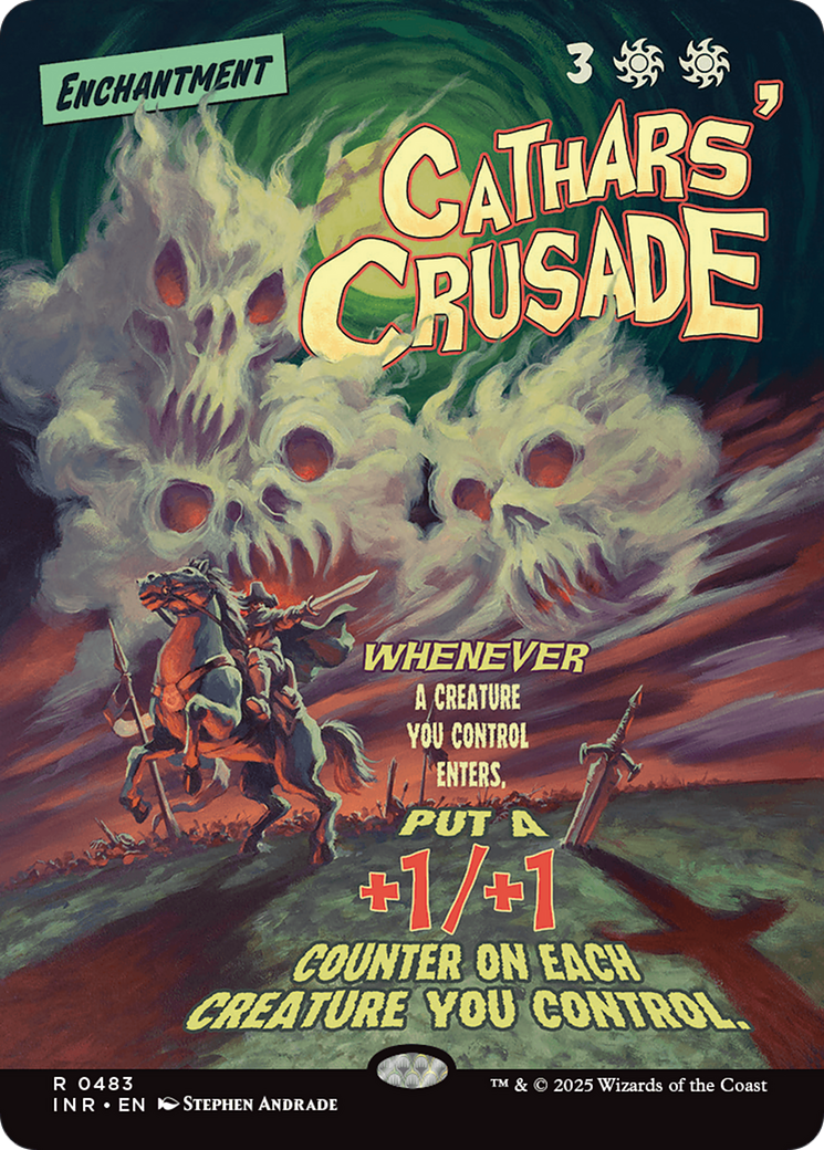 Cathars' Crusade (INR-483) [Innistrad Remastered]: (Showcase, enchantment) (Borderless)