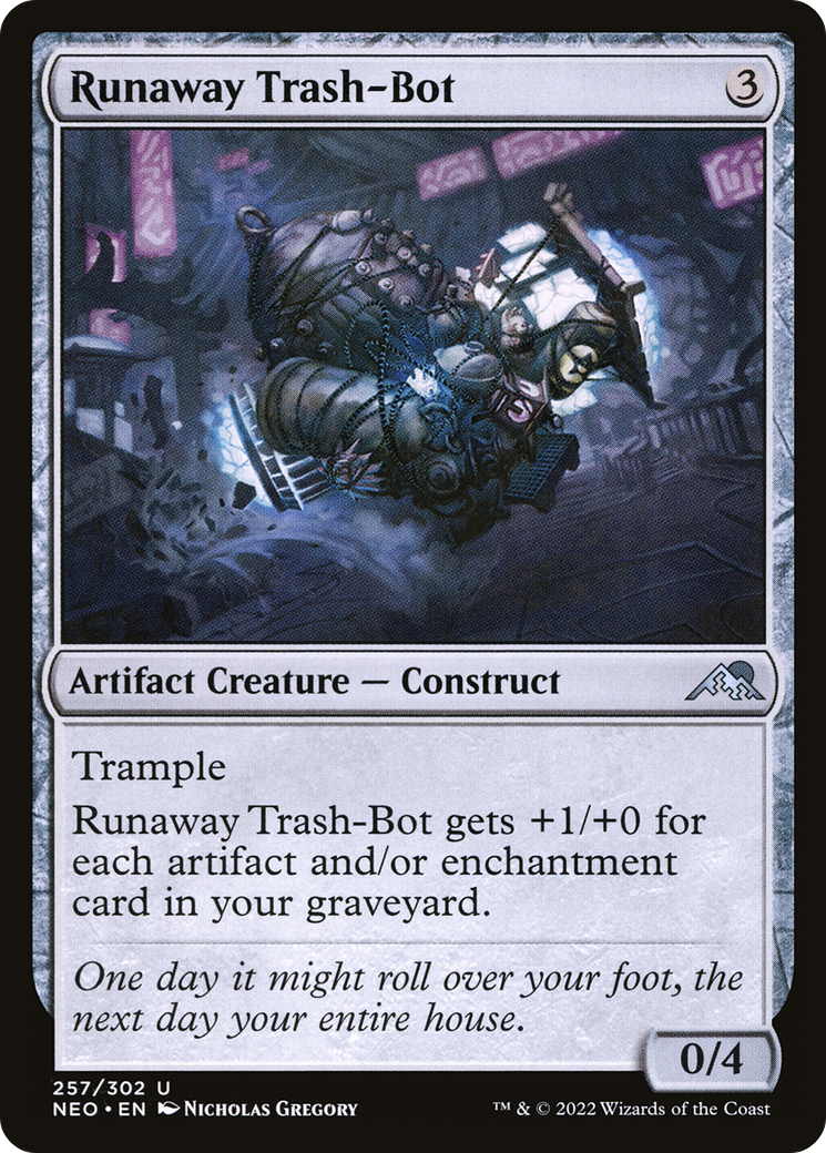 Runaway Trash-Bot (NEO-257) [Kamigawa: Neon Dynasty] Foil