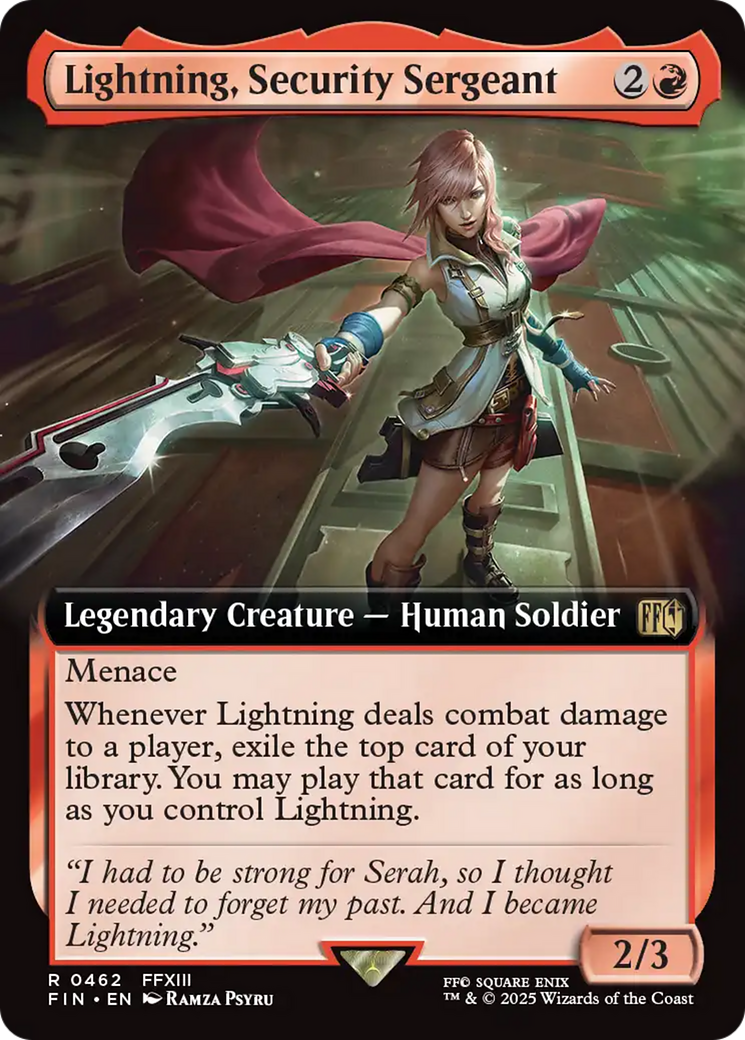 Lightning, Security Sergeant (Extended Art) (FIN-462) [FINAL FANTASY]: (Extended Art) Foil