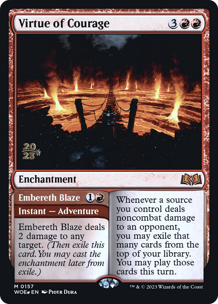 Virtue of Courage // Embereth Blaze (PRE-157S) [Wilds of Eldraine Promos] Foil