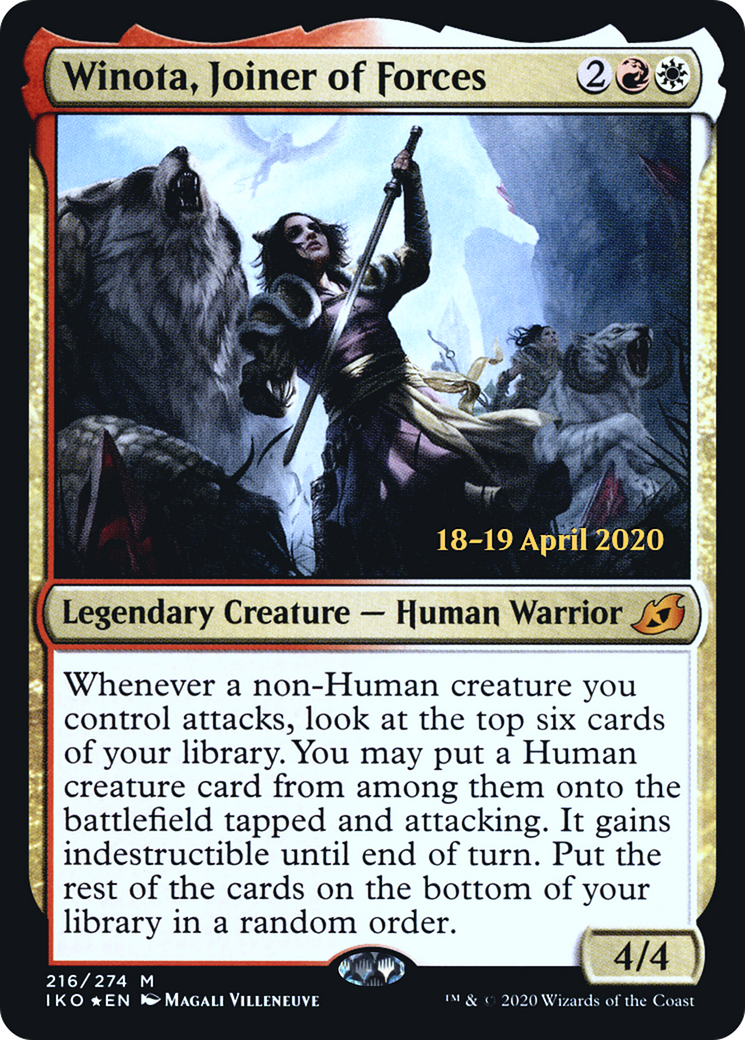 Winota, Joiner of Forces (PRE-216S) [Ikoria: Lair of Behemoths Promos] Foil