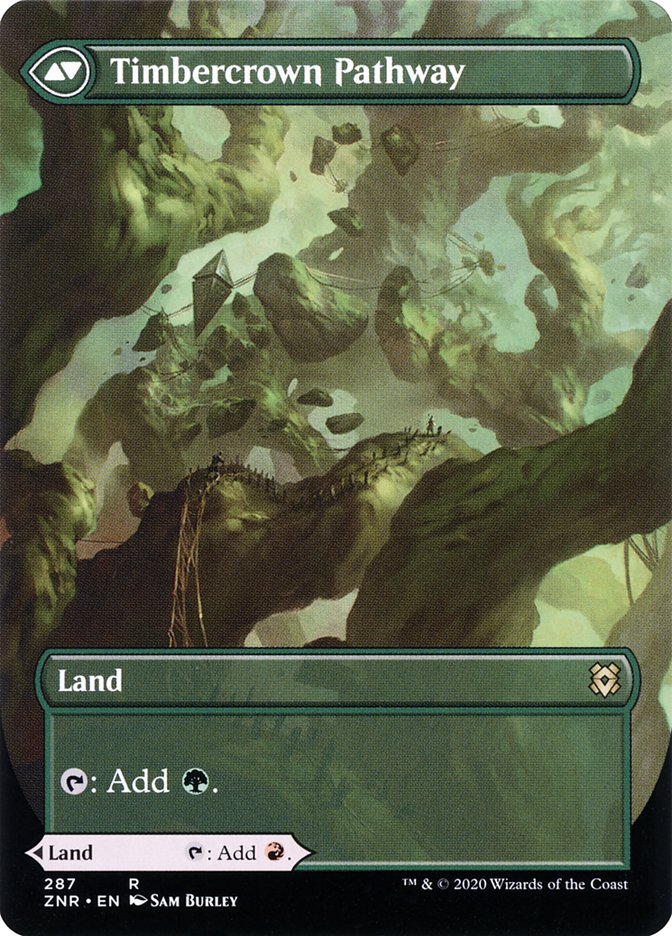Cragcrown Pathway // Timbercrown Pathway (ZNR-287) [Zendikar Rising]: (Showcase) (Borderless) Foil