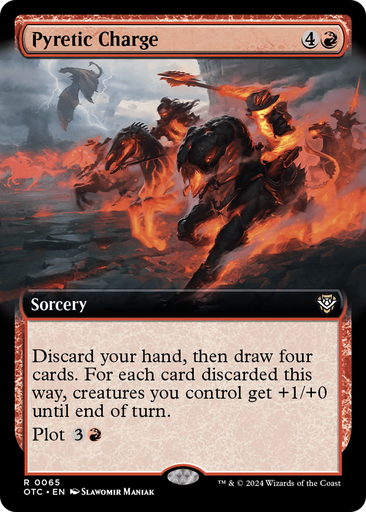 Pyretic Charge (OTC-065) [Outlaws of Thunder Junction Commander]: (Extended Art) Foil