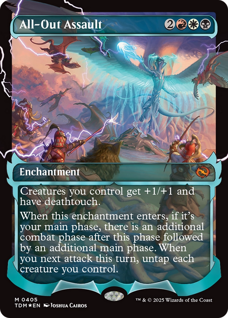 All-Out Assault (TDM-405) [Tarkir: Dragonstorm]: (Showcase, enchantment) (Borderless) Foil