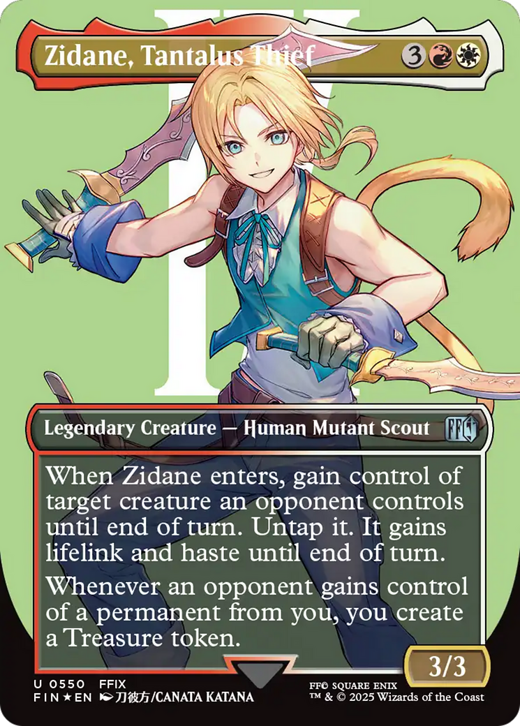 Zidane, Tantalus Thief (Borderless) (Surge Foil) (FIN-550) [FINAL FANTASY] (Borderless) Foil