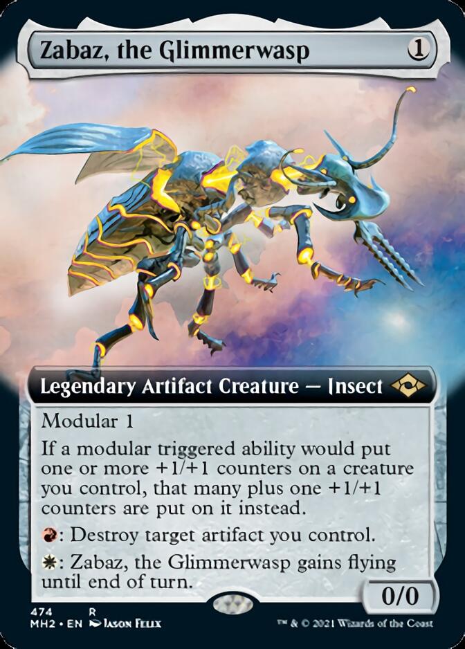 Zabaz, the Glimmerwasp (MH2-474) [Modern Horizons 2]: (Extended Art) Foil