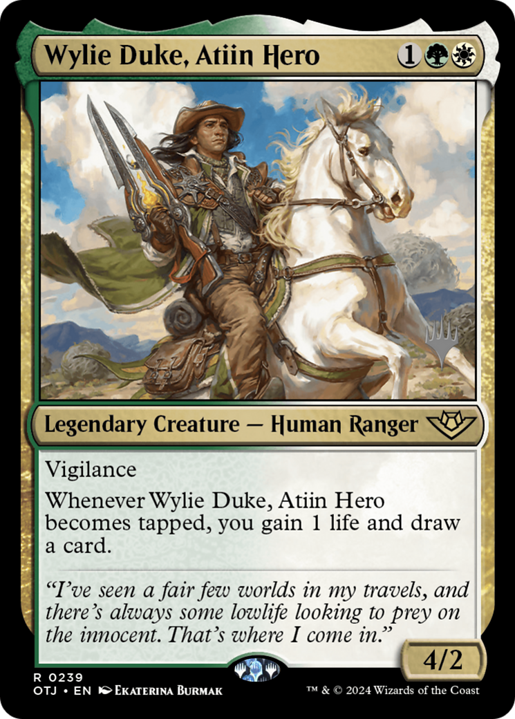 Wylie Duke, Atiin Hero (PPOTJ-239) [Promo Pack: Outlaws of Thunder Junction Promos]