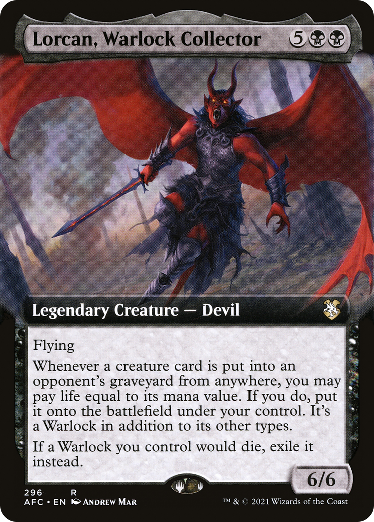 Lorcan, Warlock Collector (AFC-296) (Extended Art) [Forgotten Realms Commander]