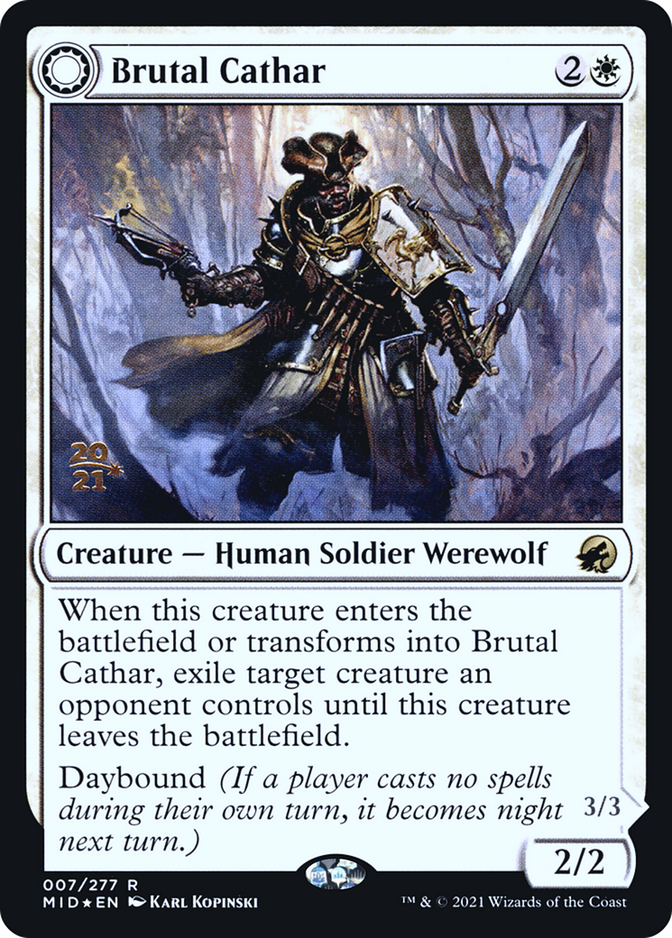Brutal Cathar (PRE-07S) [Innistrad: Midnight Hunt Promos] Foil